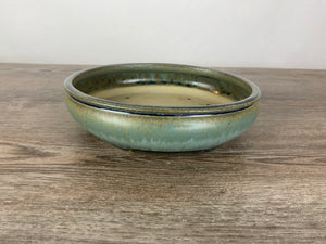 8" Blue rimmed oval bonsai pot