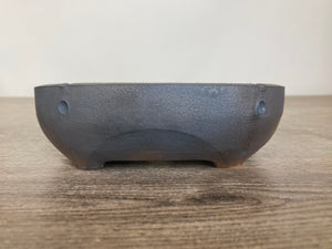 6.75" Dark Brown Carved Bonsai Pot