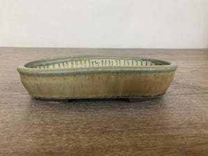 7.5” Green Oval Bonsai Pot