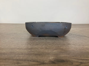 6.75" Dark Brown Carved Bonsai Pot