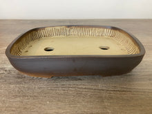 Load image into Gallery viewer, 10.25” Soft Rectangle Bonsai Pot with Tree Carving
