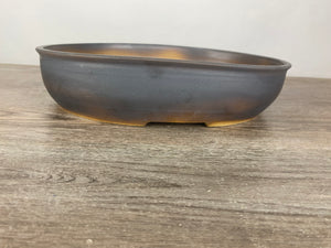 12.75" Black and Brown Oval Bonsai Pot