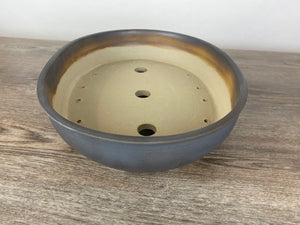 12.75" Black and Brown Oval Bonsai Pot