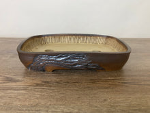 Load image into Gallery viewer, 10.25” Soft Rectangle Bonsai Pot with Tree Carving
