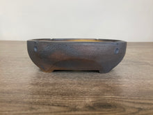 Load image into Gallery viewer, 6.75&quot; Dark Brown Carved Bonsai Pot
