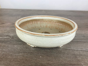 6.5" White Oval Bonsai Pot