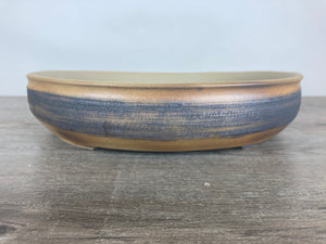 14.5" Crackle Bark Textured Oval Bonsai Pot