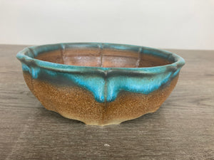 7.5" Round Blue Lotus Bonsai Pot