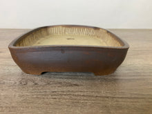 Load image into Gallery viewer, 10.25” Soft Rectangle Bonsai Pot with Tree Carving
