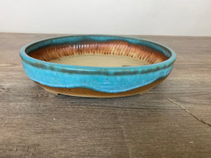 10.75” Blue Oval Bonsai Pot