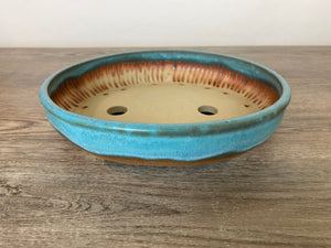 10.75” Blue Oval Bonsai Pot