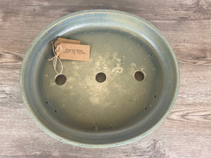 15.5" Oval Bonsai Pot Sugary Green Matte