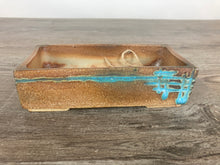 Load image into Gallery viewer, 7&quot; Blue grooved rectangle bonsai pot
