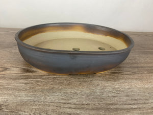 12.75" Black and Brown Oval Bonsai Pot