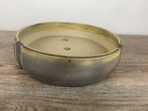 14" Oval Bonsai Pot Grey Green Matte