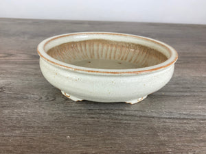 6.5" White Oval Bonsai Pot