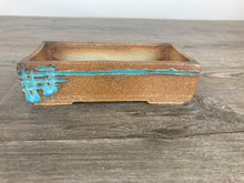 Load image into Gallery viewer, 7&quot; Blue grooved rectangle bonsai pot
