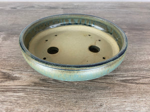 8" Blue rimmed oval bonsai pot