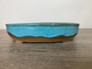 10.75” Blue Oval Bonsai Pot