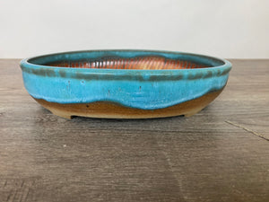 10.75” Blue Oval Bonsai Pot