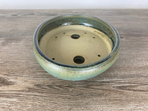 8" Blue rimmed oval bonsai pot