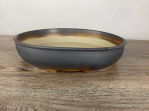 12.75" Black and Brown Oval Bonsai Pot