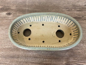 7.5” Green Oval Bonsai Pot