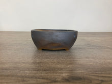 Load image into Gallery viewer, 6.75&quot; Dark Brown Carved Bonsai Pot
