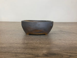 6.75" Dark Brown Carved Bonsai Pot