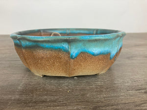 7.5" Round Blue Lotus Bonsai Pot